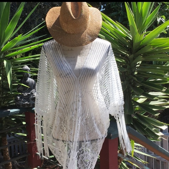 NEW Bohemian  White Fringe Kimono - Picture 4 of 8